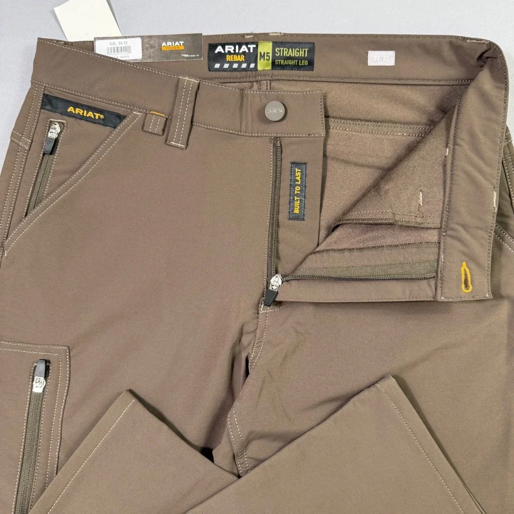 Ariat Rebar M5 Dritek Work Pants Mens 33/32 Brown Straight Leg DuraStretch NWT
